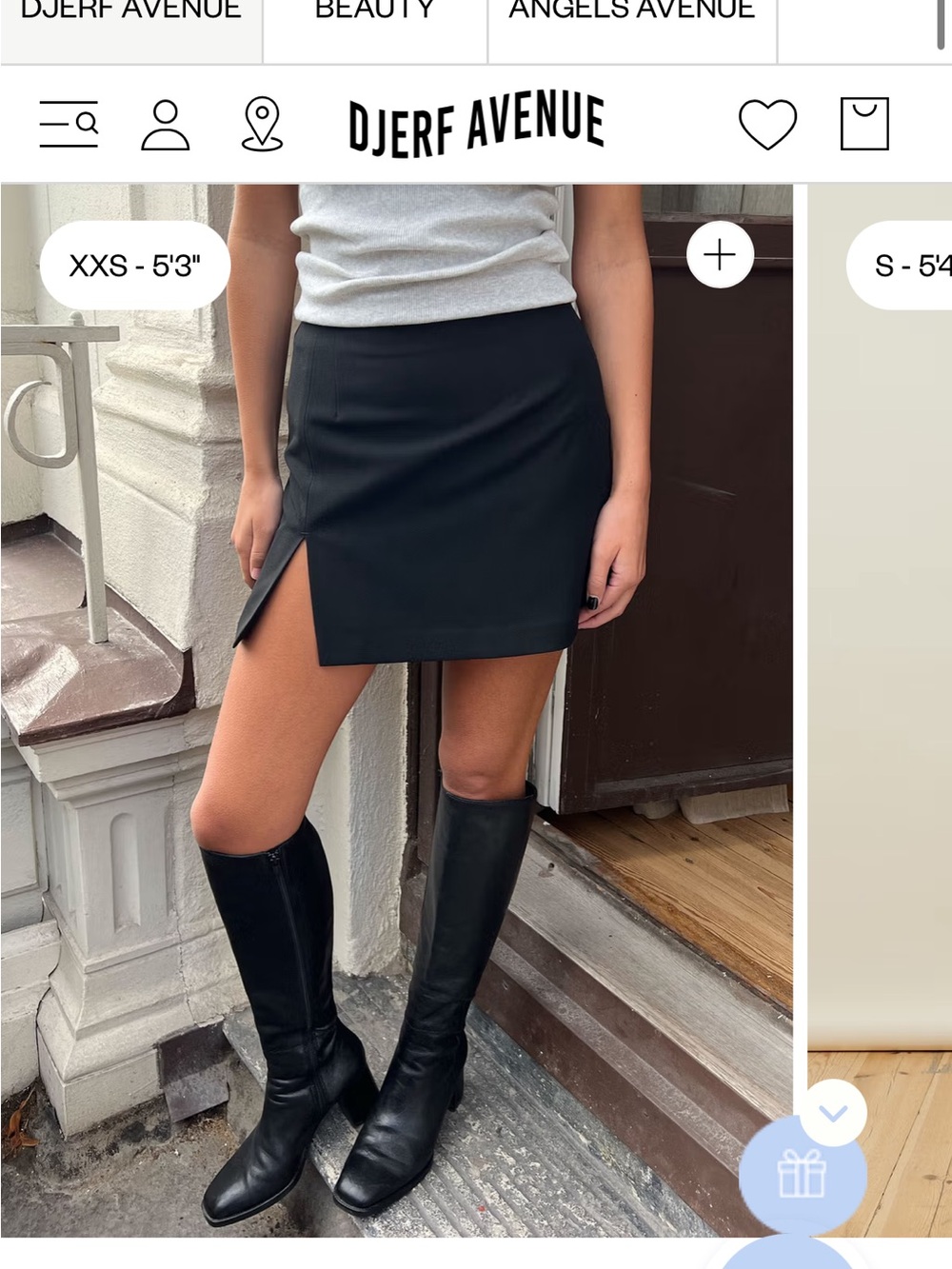 NWT Djerf Avenue Black Mini Skirt with Front Slit